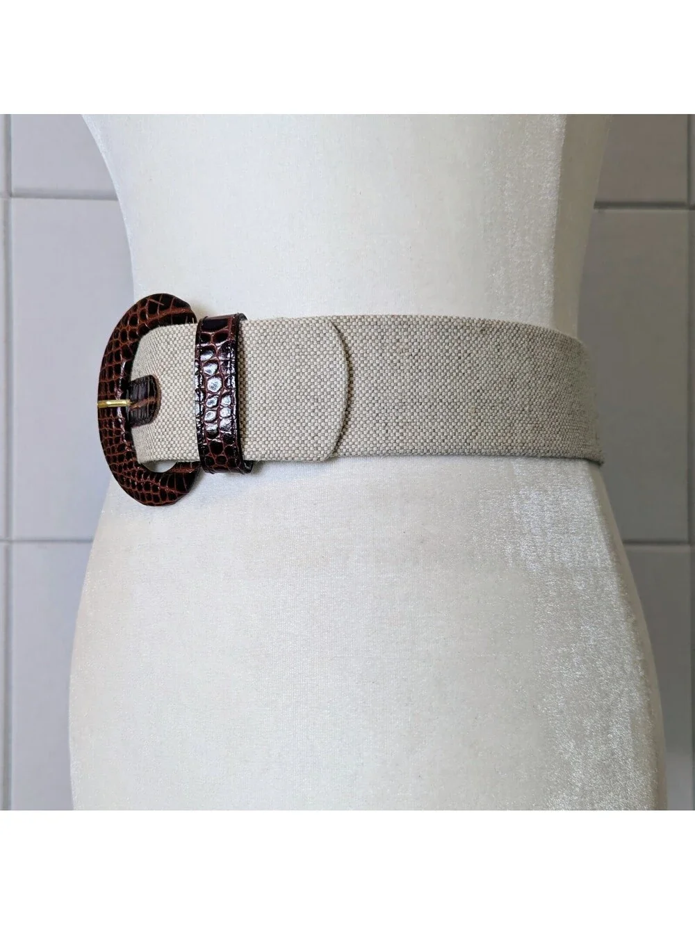Vintage 70s-80s fabric and leather statement belt